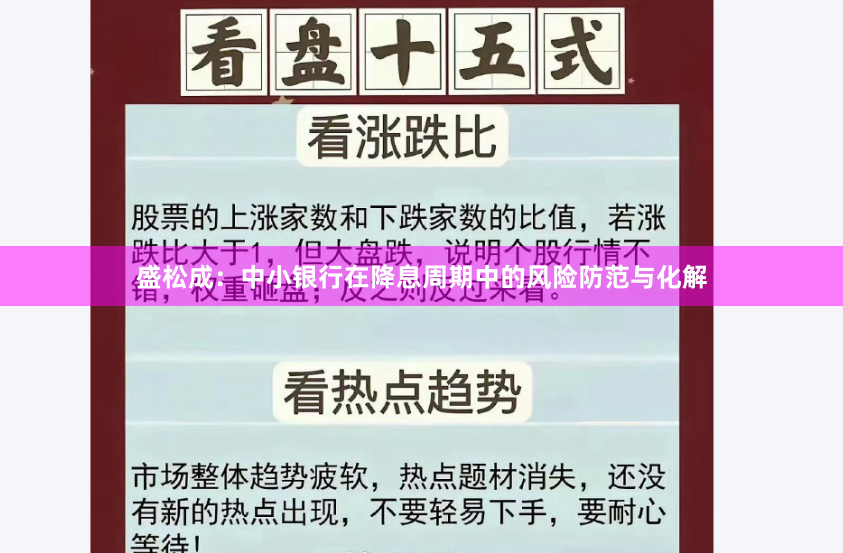 盛松成：中小银行在降息周期中的风险防范与化解